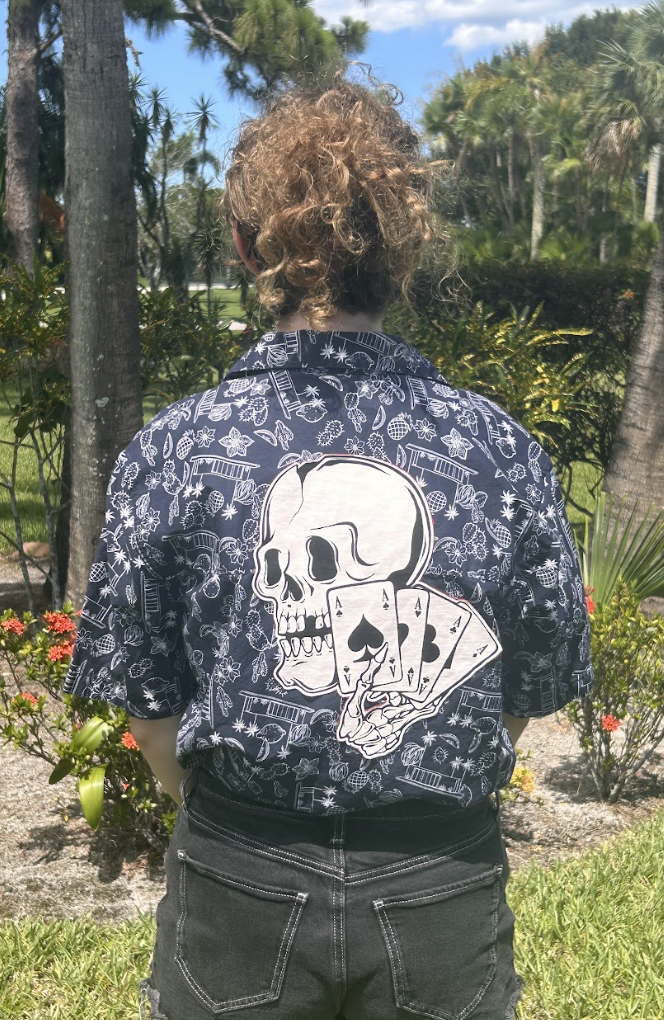 Skeleton Cards Shirt on a model